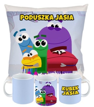 ZESTAW PODUSZKA KUBEK Mądroboty PREZENT + IMIĘ