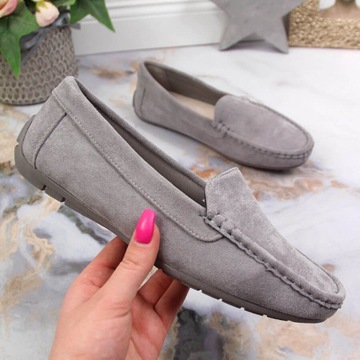 МОКАСИНЫ ЗАМШЕВЫЕ СЕРЫЕ, ПРОФИЛИРОВАННАЯ Стелька 37