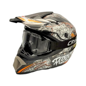 ШЛЕМ CROSS ДЛЯ МОТОЦИКЛА CROSS ENDURO QUAD ATV + ПЕРЧАТКИ + КОМПЛЕКТ ОЧКОВ