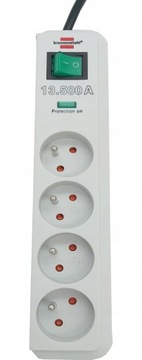 Удлинительный кабель для удлинителя перенапряжения, 4 розетки, кабель, 1,5 м, комплект переключателей, 2 шт.