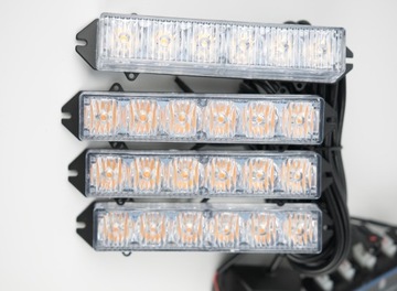 LAMPA STROBOSKOP POMARAŃCZOWY W ATRAPĘ 4x 6 LED 12V komplet z pilotem