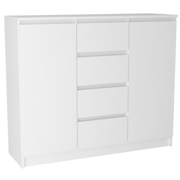 KOMODA 4 SZUFLADY plus 2 SZAFKI 120CM BIAŁA