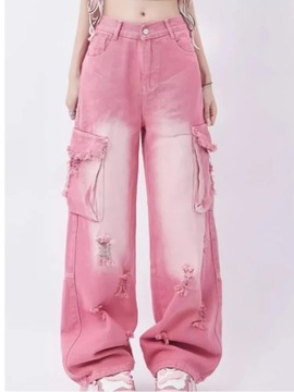 Design Sense Niche Cute Pink Straight Tube Jeans S