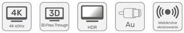 КОРОТКИЙ КАБЕЛЬ UNITEK HDMI 2.0 ДЛЯ РАЗЪЕМОВ 4K 30см