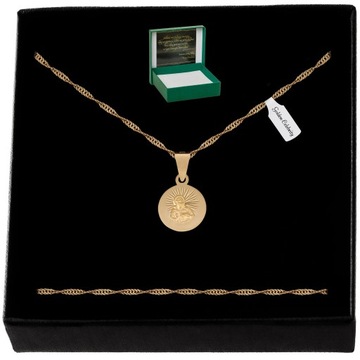 СИНГАПУРСКАЯ ЗОЛОТАЯ ЦЕПЬ + СКАПЛЕР МЕДАЛЬ БОЖИЕЙ МАТЕРИ 925/585 + ГРАВИРОВКА