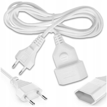 PRZEDŁUŻACZ KABEL DO LAMPEK CHOINKOWYCH KURTYNY 3M BIAŁA PŁASKI 1 GNIAZDO