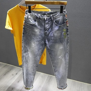 Street Fashion Men Jeans Elastic Slim Ripped Harla