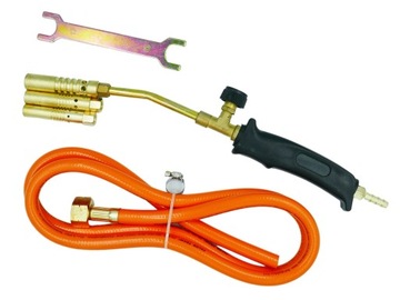 ГАЗОВАЯ КРОВЕЛЬНАЯ ГОРЕЛКА ДЛЯ ПАЙКИ, ПАЯЛЬНИК, 3 КРУГЛЫХ УЗКИХ НАСАДКИ, ШЛАНГ