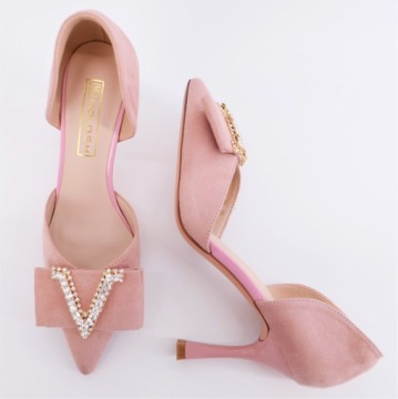 РОЗОВЫЕ ЗАМШЕВЫЕ ШПИЛЬКИ С ЦИРКОНИЕМ R38