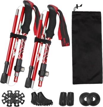 ТРЕККИНГОВЫЕ ПАЛКИ СКЛАДНЫЕ ИЗ УГЛЕРОДА 105-137 СМ ЭРГОНОМИЧНЫЙ НАБОР