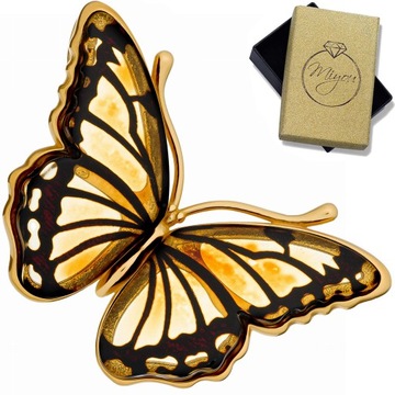 Złoty Wisiorek Z Bursztynu Naturalnego Motyl Srebro 925