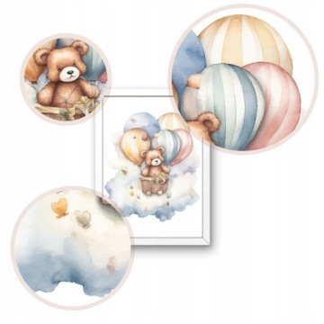 КАРТИНЫ ДЛЯ ДЕТСКИХ КОМНАТ ПОСТЕРЫ A3 ЖИВОТНЫЕ ПЛЮШЕВЫЕ МИШКИ НАБОР ПОСТЕРОВ