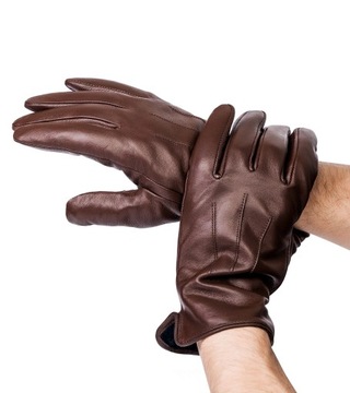 Przeszywane rękawiczki męskie z owczej skóry ze śc
