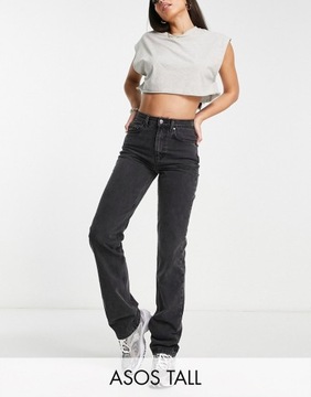 LUX Tall Proste jeansy w spranym czarnym kolorze W32L36
