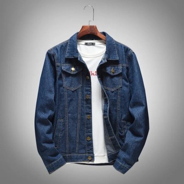 2023 Men's Autumn Blue Denim Jacket Slim-Fit Long-