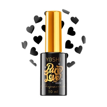 YOSHI Top hybrydowy do paznokci PURE LOVE BLACK 10ml Serduszka Czarne