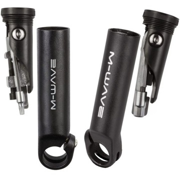 Rogi rowerowe ALU M-Wave 100 mm + zestaw 15 NARZĘDZI chowanych w rogi