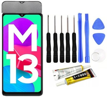 WYŚWIETLACZ LCD SAMSUNG M13 CZARNY, DOTYK + narzędzia + klej