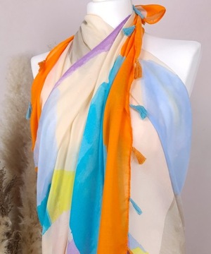 PAREO CHUSTA PLAŻOWA BAWEŁNIANA na strój narzutka letnia sukienka, KOLORY