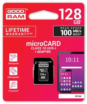 Адаптер GOODRAM 100 МБ, карта памяти microSD 128 ГБ