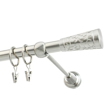 ОДИНАРНЫЙ МЕТАЛЛИЧЕСКИЙ КАРДИНС 19ММ С СЕРЕБРЯНЫМ ГЛЯНЦЕМ С ЭФФЕКТОМ СТАЛИ, 120см НАБОР