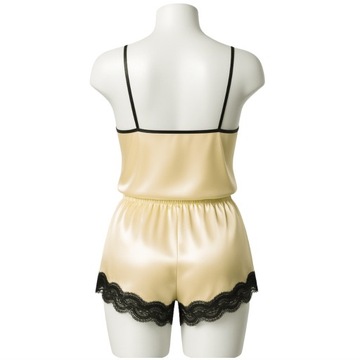 SEKSOWNY KOMPLET BIELIZNY SATYNOWA PIŻAMA KOSZULKA NOCNA KORONKA SPODENKI