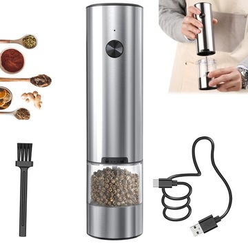 MŁYNEK ELEKTRYCZNY USB DO SOLI I PIEPRZU KUCHNIA Z LED