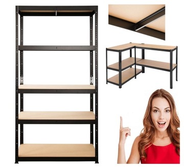 REGAŁ METALOWY MAGAZYNOWY LAKIEROWANY CZARNY 180x80x40 max 175kg na PÓŁKĘ