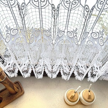 Заздростка Гипюровая белая штора для комнаты и кухни на заказ, высота 60 см.