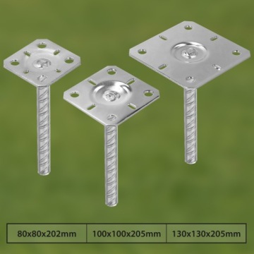 ОПОРА АНКЕРНОЙ КОЛОННЫ ДЛЯ СТРОИТЕЛЬСТВА ИЗ ОЦИНКОВАННОЙ СТАЛИ 80х80х200 мм