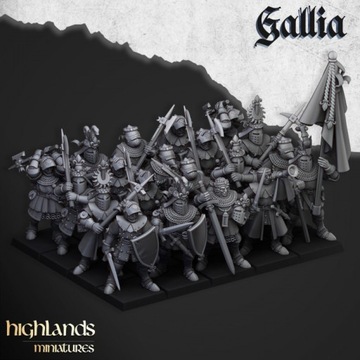 Knights of Gallia on Foot Highlands Miniaturesx17+x3CMD