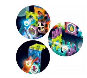 БОЛЬШИЕ МАГНИТНЫЕ КОНСТРУКЦИИ БЛОКИ СВЕТЯЩАЯСЯ ШАРОВАЯ ДОРОЖКА 75 ЭЛЕМЕНТОВ.