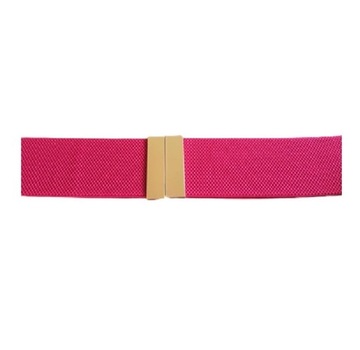 Pasek pas damski elastyczny gumowy szeroki klamra złota różowy