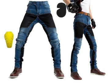 SPODNIE MOTOCYKLOWE BOJÓWKI MĘSKIE JEANSY KEVLAR S-XXXL, XXXL