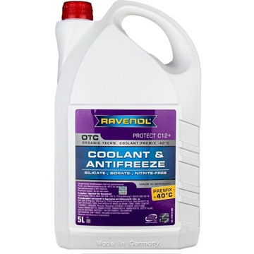 RAVENOL OTC Coolant Antifreeze C12+ Premix 5L - fioletowy płyn do chłodnicy