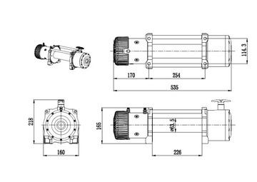 Лебедка электрическая 12В 6Т Husar 13000lbs LAWETA толкатель