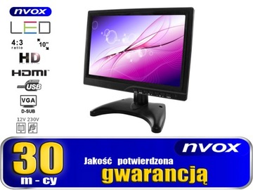 Монитор NVOX LED 10 дюймов HD HDMI VGA USB BNC 12/230 В