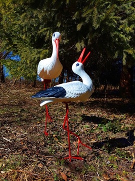 Декоративная садовая фигурка СЕМЬЯ АИСТА - МАТЬ С РЕБЕНКОМ