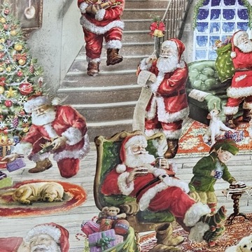 CERATA OBRUS na metry świąteczna, Mikołaj, kominek, choinka 140 x140 cm