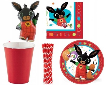 BING BIRTHDAY ДЕНЬ РОЖДЕНИЯ ШАРЫ ТАРЕЛКИ, ЧАШКА, НАБОР ШАРОВ