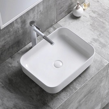 Umywalka DEMI SLIM biała nablatowa ceramiczna Rea