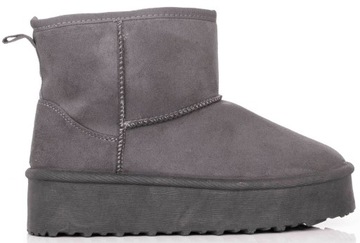 7881 SZARE OCIEPLANE BOTKI ŚNIEGOWCE NA PLATFORMIE GRUBA PODESZWA 41