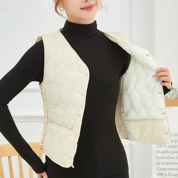 Women Fall Winter Vest Coat Soft Thick Padded Slee