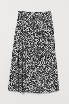 H&M spódnica midi rozcięcie rozporek ołówkowa wzór print zebra trapezowa L