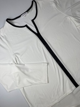 Elegancka biała bluzka na długi rękaw z czarną lamówką CALVIN KLEIN r. 2XL