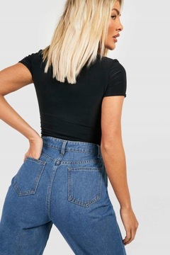 Boohoo NG2 civ CZARNE BODY KRÓTKI RĘKAW STRINGI S