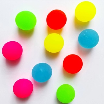 Piłeczki piłki kauczukowe Zestaw neonowych piłeczek w woreczku - 10 sztuk