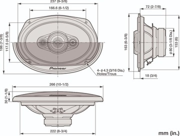 PIONEER TS-A6961F głośniki samochodowe 4-DROŻNE rozmiar 6x9 MAX MOC 450W