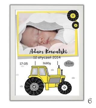 Metryczka plakat dla dziecka ze zdjęciem prezen a4
