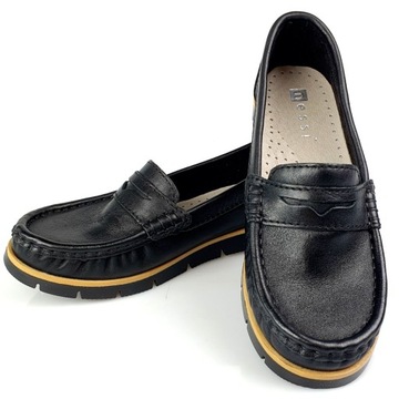 Nessi 76506 765 черные мокасины, лицевая кожа, 39